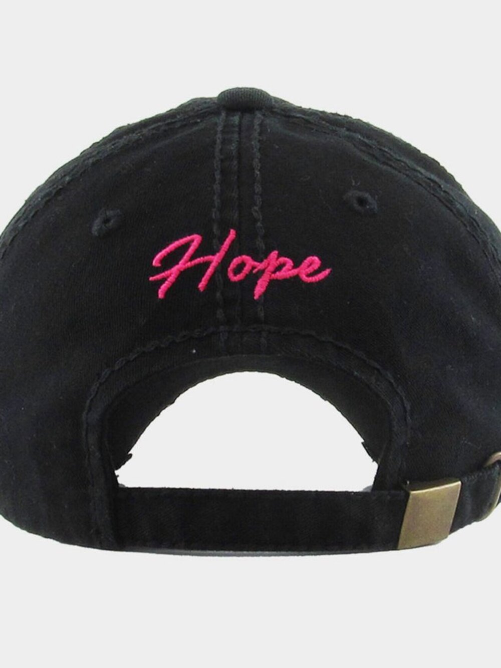 Pink Ribbon Distressed Awareness Cap | Casual Support Hat - Picture 3 of 4